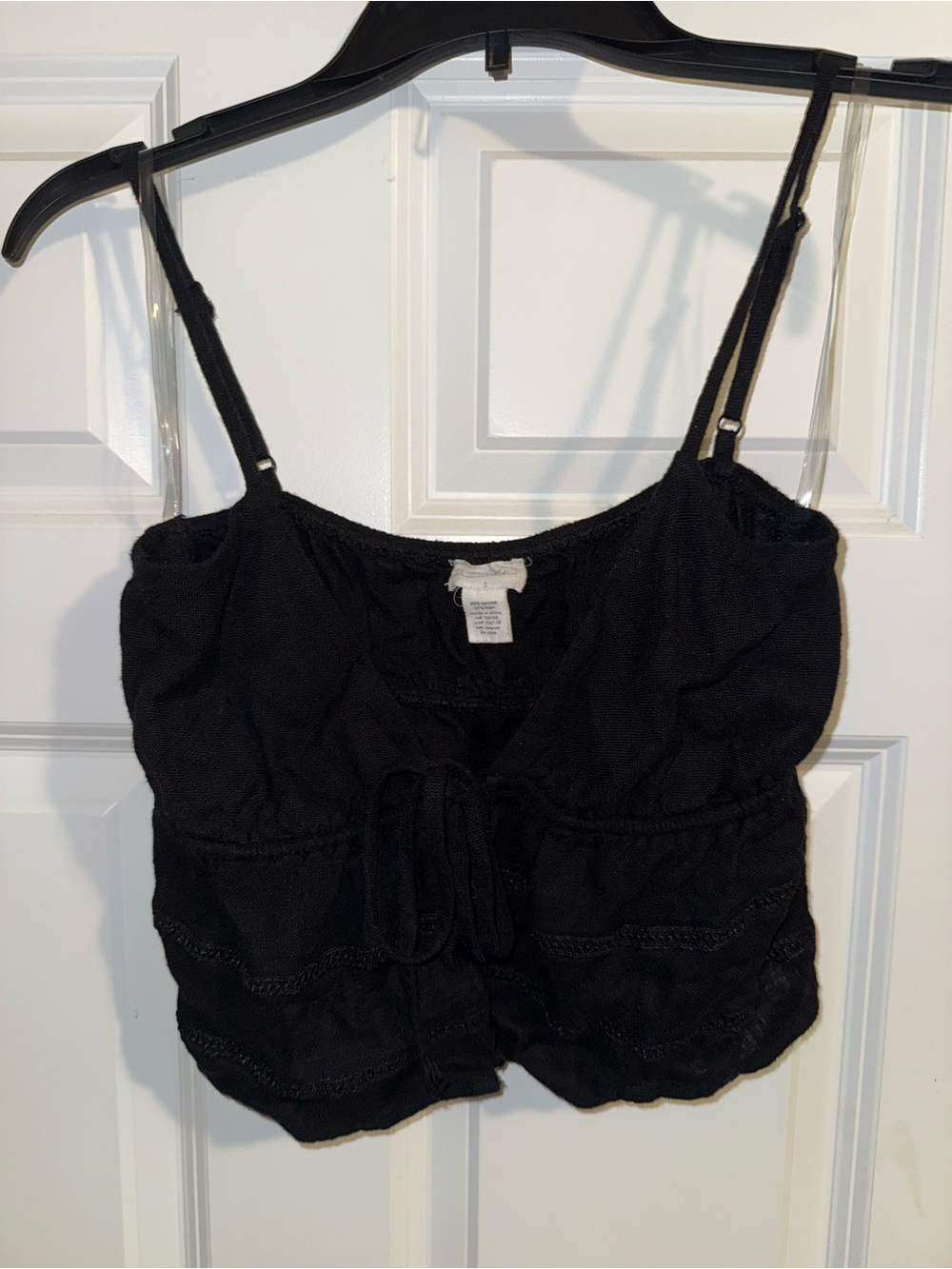 Full Tilt Black Sleeveless Tie-Front top